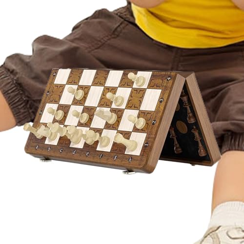 Schachspiel Klappbar Typ - Magnetisches Holz Schach Und Dame Spielset - Reiseaktivitäten Für Wartebereich Autofahrt Familienspielabend Unterricht von Generisch