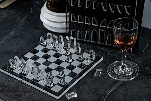 Schachspiel - Luxus aus Acrylglas - Plexiglas Deko - Brettspiel - EIN königliches Spiel für kluge Köpfe - 3 TLG. von Generisch