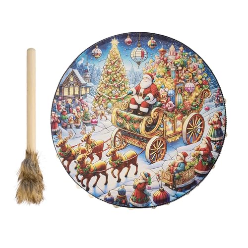 Schamanen-Handtrommel, handgefertigte Schamanentrommel, Schamanen-Handtrommel, Weihnachts- -Instrumententrommel, dekorative Weihnachtsmuster-Trommel für Liebhaber, Tochter, Sohn, Freundin Schamanen-Handtrommel, handgefertigte Schamanentrommel, Schamanen-Handtrommel, Weihnachts- -Instrumententrommel, dekorative Weihnachtsmuster-Trommel für Liebhaber, Tochter, Sohn, Freundin von Generisch
