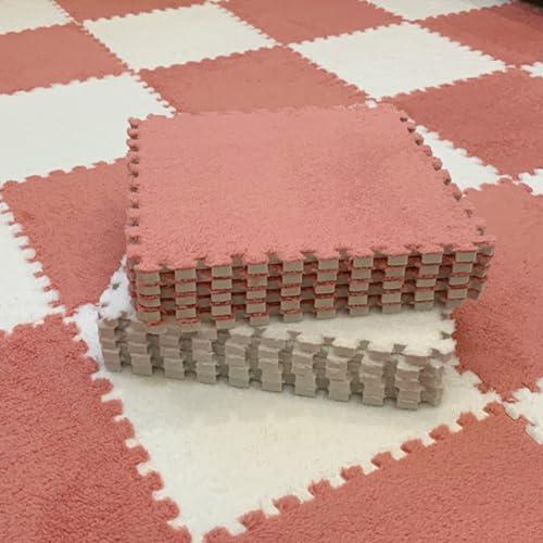 Schaumstoff-Bodenmatte, Puzzle-Fliesen – 40 Stück, ineinandergreifende Plüsch-Teppichteile für Wohnzimmer, Spielzimmer – 30,5 x 30,5 cm Teppiche zum Spielen von Generisch