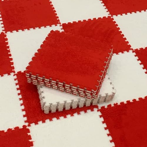 Schaumstoff-Bodenmatte, ineinandergreifende Puzzlefliesen, 40 Stück, Plüsch-Teppichteile für Wohnzimmer und Spielzimmer, 30,5 x 30,5 cm Matten für sicheres Spielen von Generisch