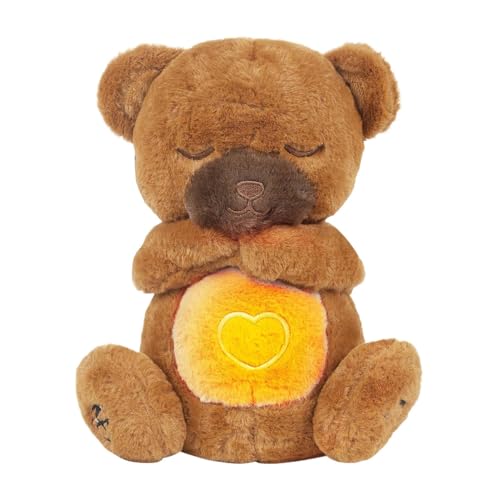 Schlafbärbärchen - Schlaf Beruhigender Bär Mit Licht | Babyschlaf Schnalter Bär | Beruhigende Musik Ausgestopfte Puppe | Weiches Gefülltes Tier Mit Beruhigender Musik Zum Geburtstag Muttertag Valentin von Generisch