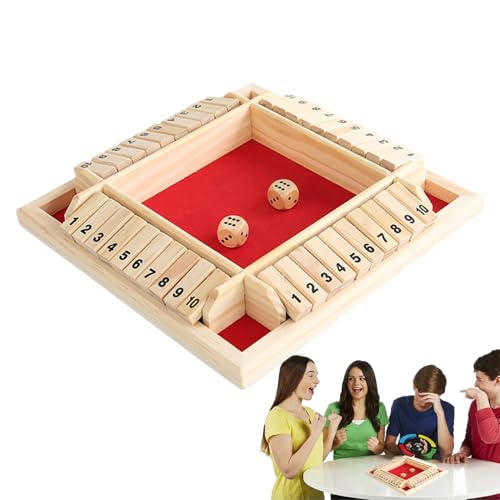 Schließe Das Box Dice Game - Holzmathematik -Brettspiel Für Kinder Und Erwachsene | Unterhaltsames Pädagogisches Familienspiel Für 2-4 Spieler, Perfekt Für Klassenzimmer, Zuhause, Partys Oder Pubs - K von Generisch