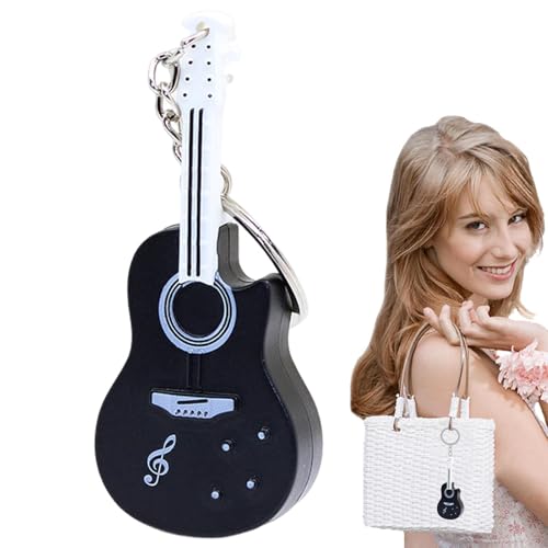 Schlüsselanhänger mit Mini-Gitarren-Sound, winziger Musikinstrument-Schlüsselanhänger, realistisches Saiten-Design, Geschenk für Männer, Frauen, Kinder, Taschengröße, akustische Replika für von Generisch