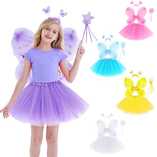 Schmetterling Kostüm Mädchen Prinzessin Tutu Kostüm Set mit Kleid Flügel Zauberstab Und Stirnband Geschenke für Kinder Halloween Dress Up Party Liefert Gefälligkeiten von Generisch