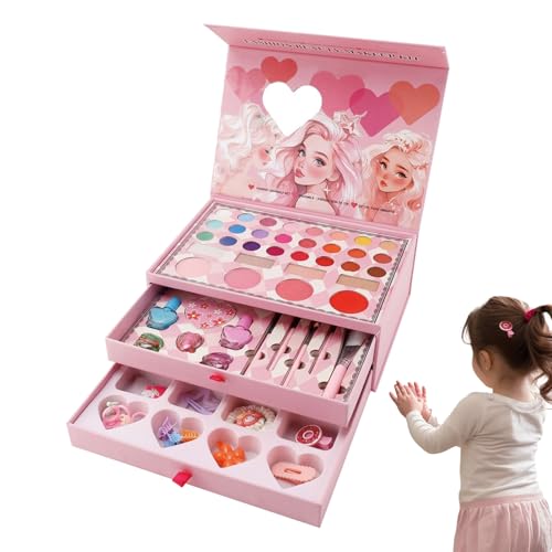 Schminkkoffer Für Kleine Mädchen - Prinzessin Kosmetik Set - Waschbares Kosmetikspielzeug für Schule, Theaterklasse, Prinzessinnenparty, Bühnenauftritt und Gemeinschaftsbastelworkshops von Generisch