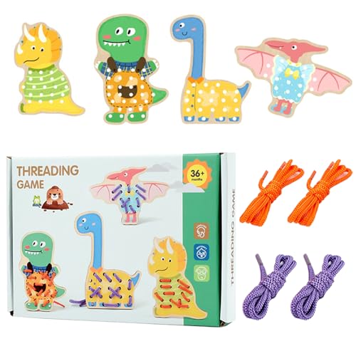 Schnürspielzeug für Kleinkinder, Schnürspielzeug aus Holz,Fädelspielzeug in Tierform für Kinder|Kinder-Threading-Brettspiel, Vorschulaktivitäten und Kita-Spielzeug für Schlafzimmer oder Wohnzimmer von Generisch