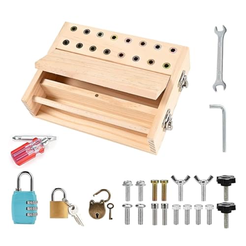 Schraubspiel | Holz Interaktives Lernspiel - Lernspielzeug Mit Schloss Und Schlüssel Für Kinder 3-5 Jahre Mädchen Geburtstag Reisebeschäftigung Schraubspiel | Holz Interaktives Lernspiel - Lernspielzeug Mit Schloss Und Schlüssel Für Kinder 3-5 Jahre Mädchen Geburtstag Reisebeschäftigung von Generisch
