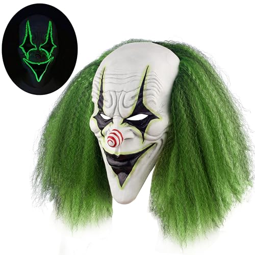 Schreckliche gruselige Halloween-Clown-Maske - Erwachsener böser Killer-Joker-Stil mit grünem Haar Horror Kostüm Requisite von Generisch