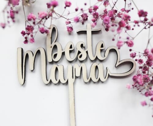 Schrift beste Mama Tortendekoration aus Holz, Kuchenaufsatz mit Herz, 20 cm, Caketopper Schrift beste Mama Tortendekoration aus Holz, Kuchenaufsatz mit Herz, 20 cm, Caketopper von Generisch