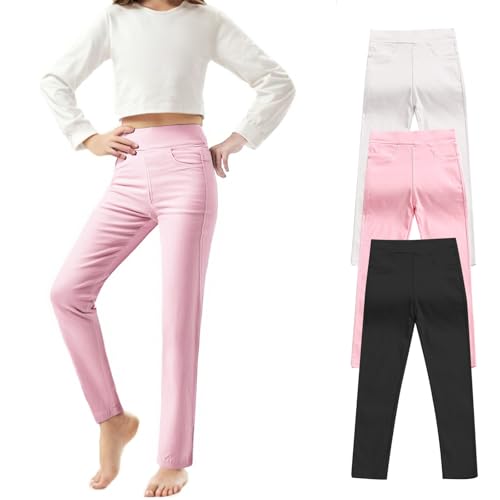 Schulhose für Mädchen, volle Länge, Multipack, einfarbig, weiche Hose, Kinder, hohe Taille, dehnbar, Sportbekleidung, Yoga, Leggings, Kinder, Fußball, Sommer, Fitnessstudio, Tanzen und Gymnastik, Schulhose für Mädchen, volle Länge, Multipack, einfarbig, weiche Hose, Kinder, hohe Taille, dehnbar, Sportbekleidung, Yoga, Leggings, Kinder, Fußball, Sommer, Fitnessstudio, Tanzen und Gymnastik, von Generisch