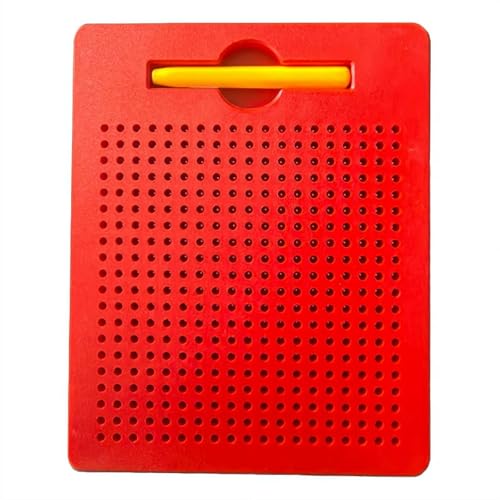 Schwarz Magnetische Maltafel Zauberschiefer Magnetspiel mit Kugeln und Stift für Jungen & Mädchen, Tragbare Lerntafel für Auto & Flugzeugreisen (Rot) von Generisch