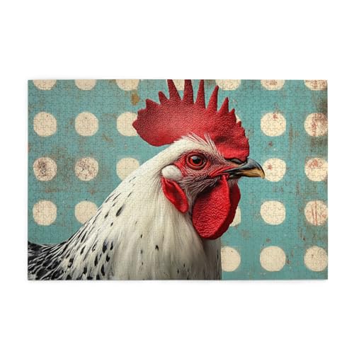 Schwarz-weißes Haar Hahn, 1000 Teile Puzzles für Erwachsene, Holzpuzzles für Erwachsene, Geschenke, Heimdekoration Schwarz-weißes Haar Hahn, 1000 Teile Puzzles für Erwachsene, Holzpuzzles für Erwachsene, Geschenke, Heimdekoration von Generisch