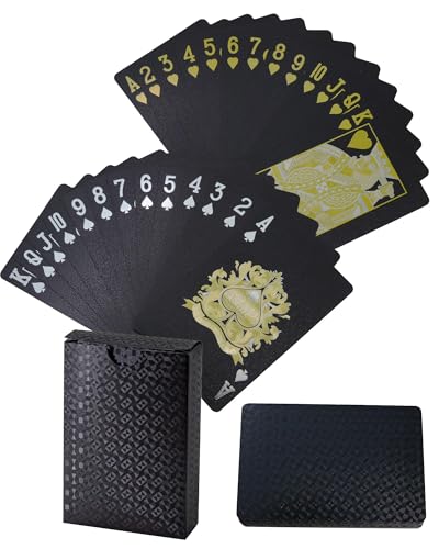 Schwarze Kunststoff-Spielkarten, 54 Stück, wasserdicht, mit Schürhaken, für Geschenke und Partys (Black Diamond) von Generisch