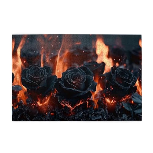 Schwarze brennende Rose, 1000 Teile Puzzles für Erwachsene, Holzpuzzles für Erwachsene, Geschenke, Heimdekoration Schwarze brennende Rose, 1000 Teile Puzzles für Erwachsene, Holzpuzzles für Erwachsene, Geschenke, Heimdekoration von Generisch