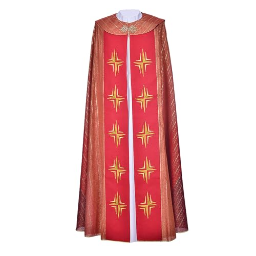Schwarzer Umhang, bedruckter Umhang, Priester, religiöser Robe, Schal, Bühnenaufführung, Gothic, Mittelalter, Renaissance, Kostüm-Zubehör von Generisch