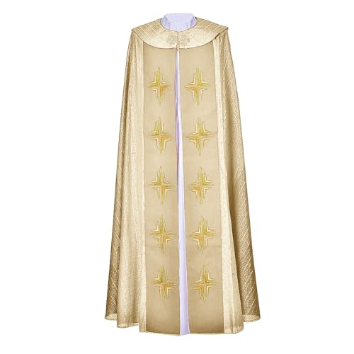 Schwarzer Umhang, bedruckter Umhang, Priester, religiöser Robe, Schal, Bühnenaufführung, Gothic, Mittelalter, Renaissance, Kostüm-Zubehör von Generisch