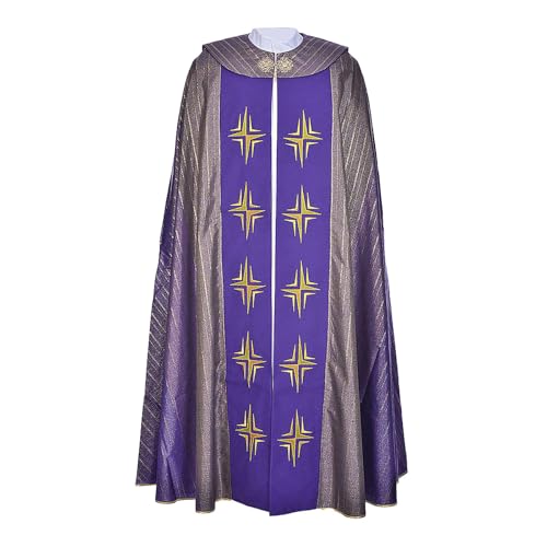 Schwarzer Umhang, bedruckter Umhang, Priester, religiöser Robe, Schal, Bühnenaufführung, Gothic, Mittelalter, Renaissance, Kostüm-Zubehör von Generisch