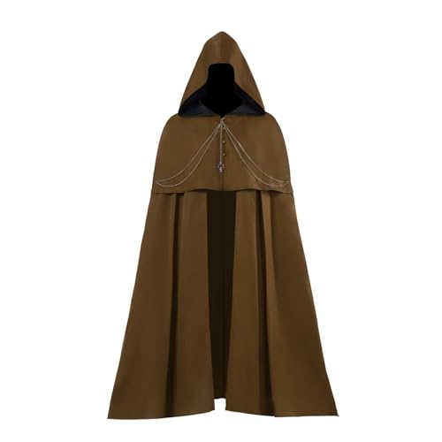 Schwarzer Umhang, mittelalterlicher Kapuzenschal, Renaissance, Wikinger, Kapuzenschal, Bühnenaufführung, Cosplay, Kleidung, Gothic-Kleidungs-Set von Generisch