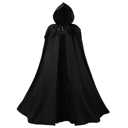 Schwarzer Umhang, mittelalterlicher Sensenmann, Cos, Umhang, Halloween, Bühnenaufführung, Cosplay, Kleidung, Gothic, Steampunk-Kostüm, Zubehör Schwarzer Umhang, mittelalterlicher Sensenmann, Cos, Umhang, Halloween, Bühnenaufführung, Cosplay, Kleidung, Gothic, Steampunk-Kostüm, Zubehör von Generisch