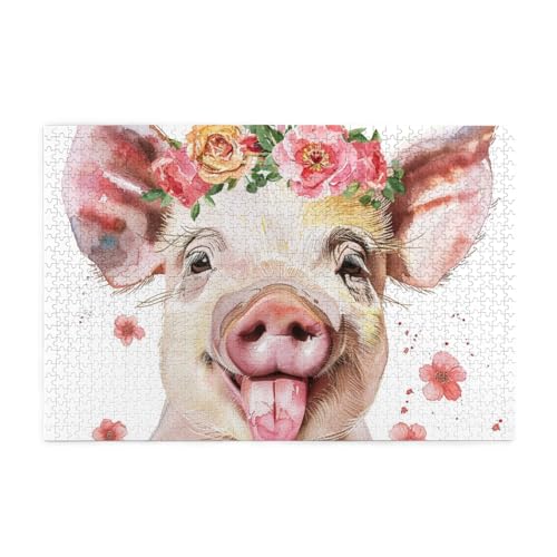 Schwein trägt Blumen 1000 Teile Puzzle für Erwachsene Holzpuzzles für Erwachsene Geschenke Heimdekoration Schwein trägt Blumen 1000 Teile Puzzle für Erwachsene Holzpuzzles für Erwachsene Geschenke Heimdekoration von Generisch