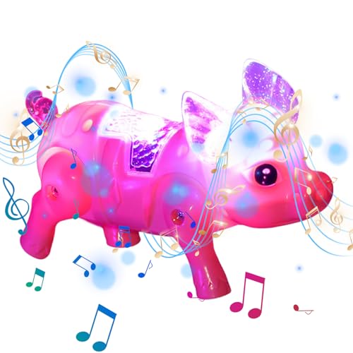 Schweinespielzeug für Kinder - Gehen Schweinehersteller | Interaktives Musik wandeln Schwein mit Leinenlichtern und Klang Schweinespielzeug für Kinder - Gehen Schweinehersteller | Interaktives Musik wandeln Schwein mit Leinenlichtern und Klang von Generisch