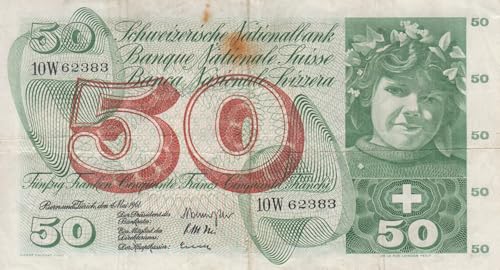 Schweiz Pick-Nr: 48a gebraucht (III) 1961 50 Franken (Banknoten für Sammler) von Generisch