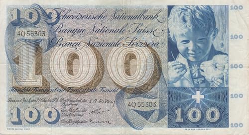 Schweiz Pick-Nr: 49a gebraucht (III) 1956 100 Franken (Banknoten für Sammler) von Generisch