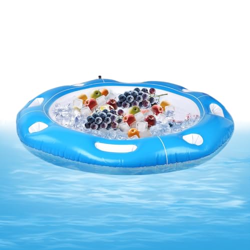 Schwimmende Spieltische, aufblasbare Schwimmbar für Erwachsene, 100 x 100 cm, kompaktes und biegbares Design, Lebensmittel-Getränkehalter für 6 Spieler, See-Urlaub, Camping, Strandresort, Kreuzfahrt Schwimmende Spieltische, aufblasbare Schwimmbar für Erwachsene, 100 x 100 cm, kompaktes und biegbares Design, Lebensmittel-Getränkehalter für 6 Spieler, See-Urlaub, Camping, Strandresort, Kreuzfahrt von Generisch