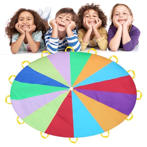 Schwungtuch Kinder 2 M | Regenbogen Schwungtuch Groß | Fallschirm Bunt Mit Griffen Für Kinder | Fallschirm Spielzeug Für Schule Familie Outdoor Pädagogisches Sportspiele Kooperative Schwungtuch Kinder 2 M | Regenbogen Schwungtuch Groß | Fallschirm Bunt Mit Griffen Für Kinder | Fallschirm Spielzeug Für Schule Familie Outdoor Pädagogisches Sportspiele Kooperative von Generisch
