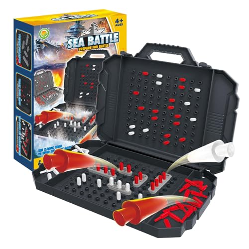 Seeschlacht-Brettspiel, Kriegsschiff-Brettspiel, Lustige Familienbrettspiele Zwei-Personen-Spiele, Strategie-Brettspiele Tragbare Klassische Brettspiele für Familientreffen von Generisch