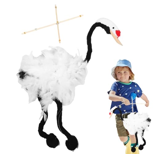 Seilpuppen - Kranpuppen, Vogelpuppen mit Seilen | Weiche handveränderte Puppenkraneteta mit Extraktionsseilen - Holzgefüllte Puppen, Handwerksspielzeug von Generisch
