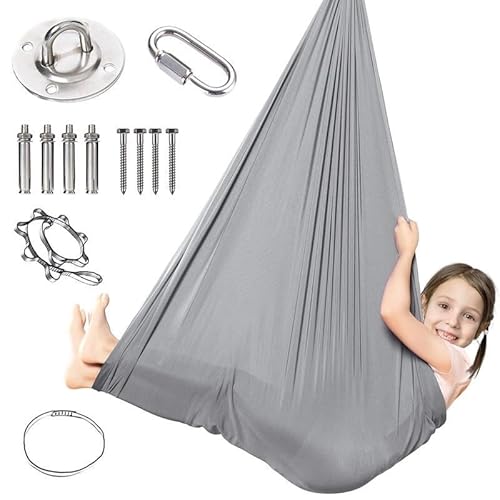 Sensorische Ganzkörpersocken, Autismus, Sensory Body Sox, Sensorische Ganzkörper-Socken, Dehnbare, Atmungsaktiv,schaukeltuch(Silber Grau) von Generisch