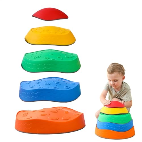 Sensorische Trittsteine für Kinder – 5 Balance-Trittsteine | Kinder-Trittsteine | rutschfester sensorischer Kletterblock für Kinder | Balance-Trainingsspielzeug zur Entwicklung der von Generisch