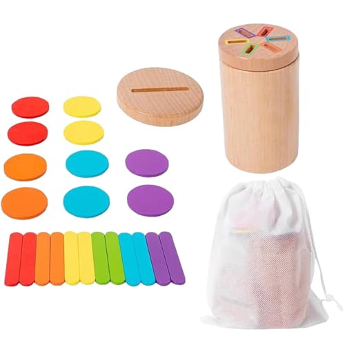 Sensorisches Holzspielzeug für Kleinkinder, Feinmotorik-Lernspielzeug - Tragbares sensorisches Spielzeug - Farbsortierspielzeug, frühes Lernspielzeug mit einer Leinentasche mit Kordelzug für Neujahr u Sensorisches Holzspielzeug für Kleinkinder, Feinmotorik-Lernspielzeug - Tragbares sensorisches Spielzeug - Farbsortierspielzeug, frühes Lernspielzeug mit einer Leinentasche mit Kordelzug für Neujahr u von Generisch