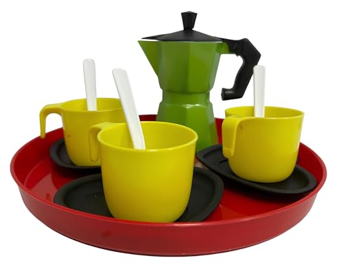 Set Kaffeemaschine Spielzeug Moka Spielzeug Kaffee mit Tassen Untertassen Löffel Tablett Küche Moka Spiel Moka Spielzeug für Kinder Set Spiel Kaffeemaschine Made in Italy von Generisch