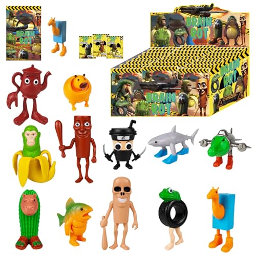 Set mit 24 italienischen Brainrot Karten & Brainrot Figurine Album, Italian Brainrot Toys, Tiere Brainroot Tung Tung Tung Sahur Figur Tralelo Tralala Action Figure, inklusive 24 Figuren, 72 Karten (A) von Generisch