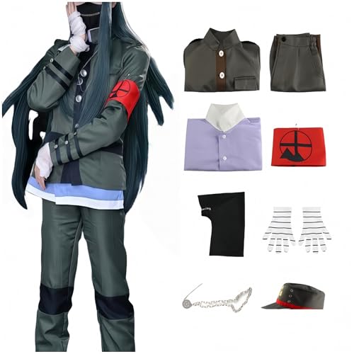 Shinguji Korekiyo Cosplay-Kostüm, Kohane Azusawa-Freundkostüm, Kaede Akamatsu Begleiter, Cosplay-Outfit, Vintage-Militäruniformen für Halloween, Comic-Con (Dunkelgrün + Braun, M) von Generisch