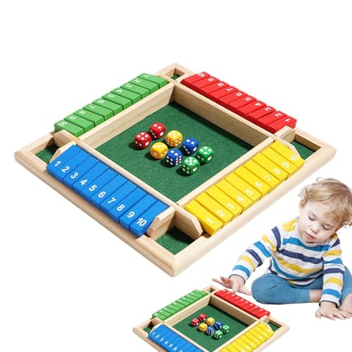 Shut The Box Würfelspiel - Mathe-Spiele aus - Barspiele für Partys und Zusammenkünfte, Strategiespiel zur Lernerweiterung, 2–4 Spieler, verbessert Mathematik- und Entscheidungsfähigkeiten von Generisch