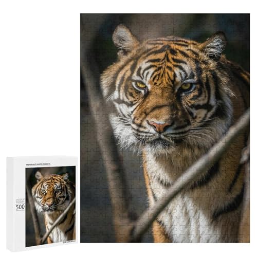 Sibirischer Tiger 500 Teile Set Holzpuzzle - Nachhaltiges Holzmaterial, perfekter Indoor-Spaß für Sammler von Generisch