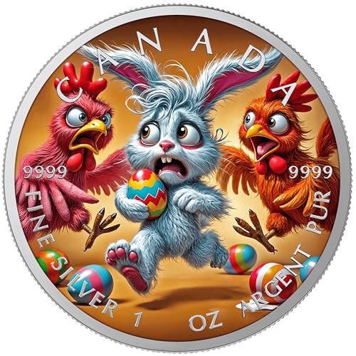 Silbermünze 1 oz Maple Leaf Frohe Ostern (2) Dienstag Farbe 2025 Geschenk Ostergeschenk 999 Silber Münze von Generisch