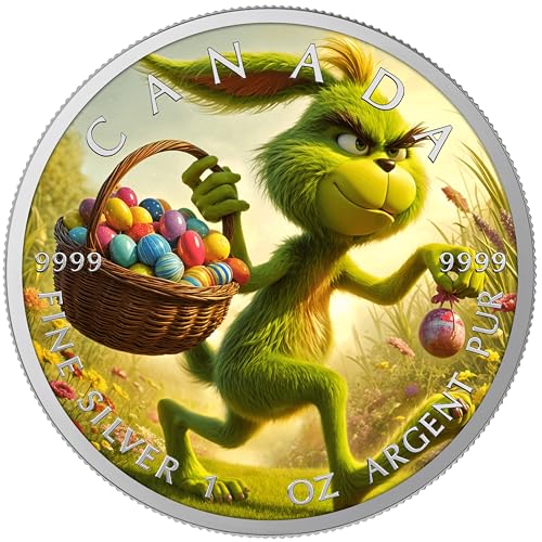 Silbermünze 1 oz Maple Leaf Frohe Ostern (3) Mittwoch Farbe 2025 Geschenk Ostergeschenk 999 Silber Münze von Generisch