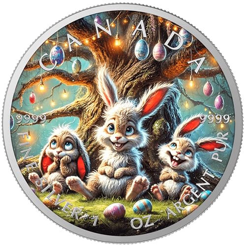 Silbermünze 1 oz Maple Leaf Frohe Ostern (5) Freitag Farbe 2025 Geschenk Ostergeschenk 999 Silber Münze von Generisch