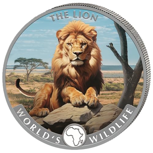 Silbermünze 1 oz Worlds Wildlife Lion Löwe 2025 Farbe Color Silber Münze von Generisch