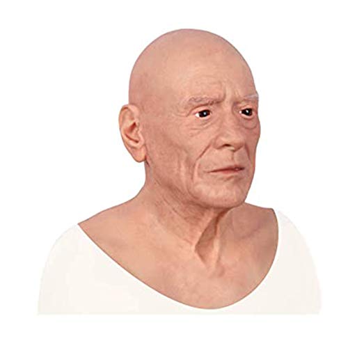 Silikonmaske, realistisches Gesicht des alten Mannes, volle Kopfbedeckung für Crossdresserpartys, Maskerade, Trick-Requisiten, Cosplay von Generisch