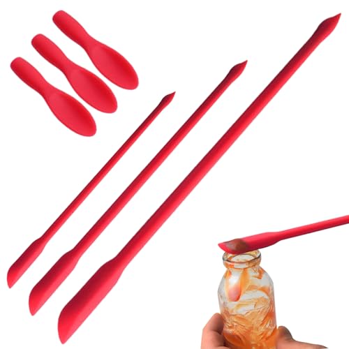 Silikonspatel-Set-Langlebiges -Side-Mini-Schaberwerkzeug, wiederverwendbares Dünnglas-Utensil | Make -up -Applikatorstock, Schönheitsbehälter Reiniger, tragbares Küchenzubehör, kompaktes Kochgadge von Generisch