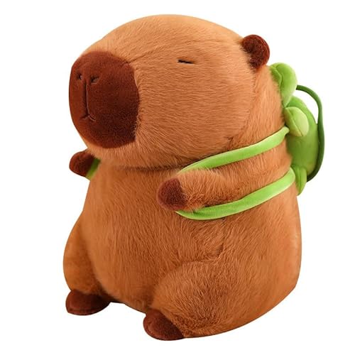 Simulation Capybara Plüschtier, Niedliche Capybara Kuscheltier, 23 cm Capybara Tragende Schildkröte, Realistisches Weiches Capybara-Spielzeug, Capybara Geschenke Meerschweinchen Spielzeug für Kinder von Generisch