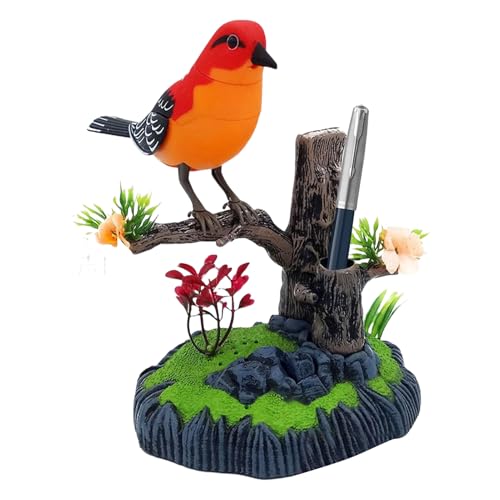 Simulation Elektrischer Vogel – Zwitscher-Stifthalter Heimdekoration | Dekorativer realistischer Haustiervogel für Schule, Kinderzimmer, Wohnzimmer, Küche, Erwachsene, Geburtstag, Ostern von Generisch