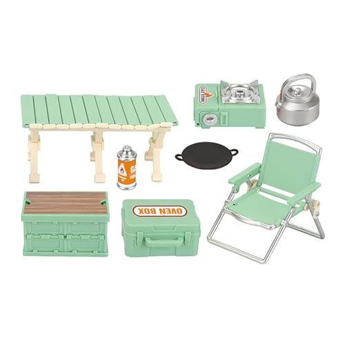 Simulation Mini Picknick Camping Set Puppenhaus Outdoor-Szene Dekor Klapptische Stuhl Hocker Kassetten öfen Kind Vorgeben Spiel Spielzeug von Generisch