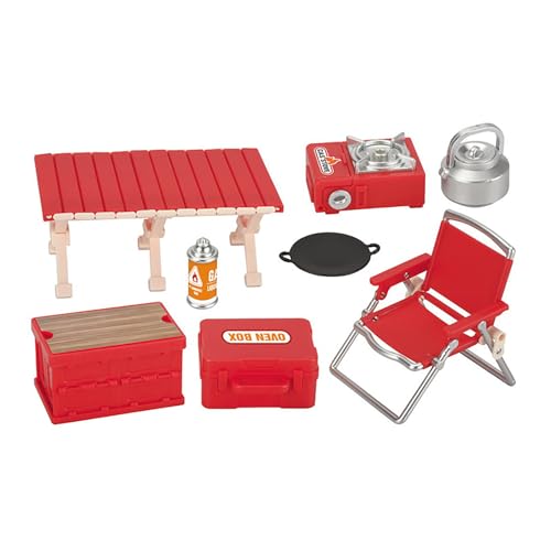 Simulation Mini Picknick Camping Set Puppenhaus Outdoor-Szene Dekor Klapptische Stuhl Hocker Kassetten öfen Kind Vorgeben Spiel Spielzeug von Generisch